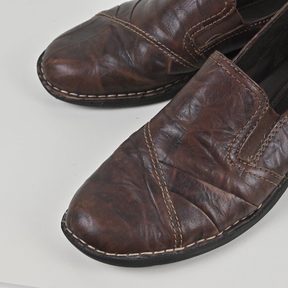 Clarks Bendables Textured Leather Comfy Brown Slip On Loafers Flat US9.5 UK7.5 - Picture 13 of 16